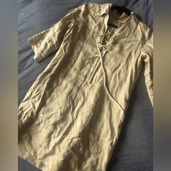 Linen khaki style dress by Lagene size small - Picture 1 of 3